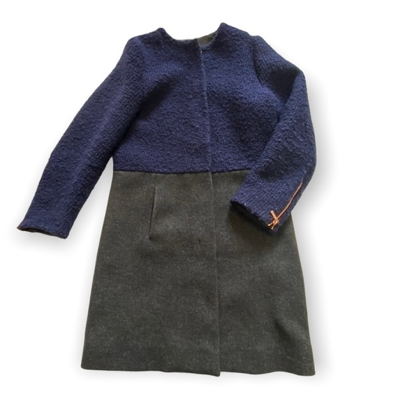 Cedric‎ Charlier Two-Tone Wool Coat Sz 4 - Picture 9 of 14